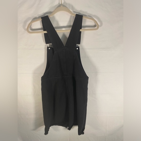 Nasty Gal Black Distress Grunge Denim Zip Front Pinafore. - Picture 5 of 7